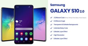 三星Galaxy S10智能手机样机模板v2 Samsung Galaxy S10 Mockup 2.0