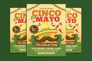 墨西哥五月五日节活动传单海报设计模板 Cinco de Mayo Celebration