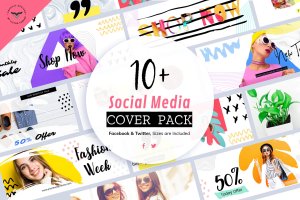 10+社交自媒体新媒体账号主页封面设计模板 Social Media Cover Templates