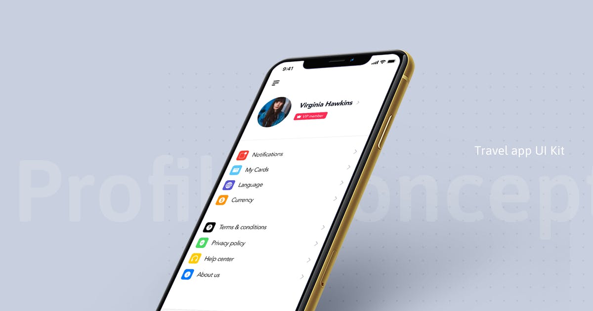 旅游应用程序用户界面概念UI模板 Profile UI concept for Travel App
