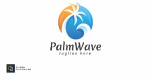 抽象夏季棕榈波浪主题Logo设计模板 Palm Wave – Logo Template
