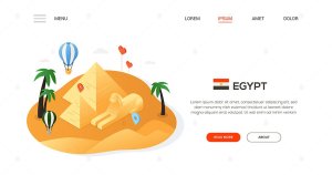 埃及旅行主题等距Banner插画素材 Travel to Egypt – isometric banner illustration