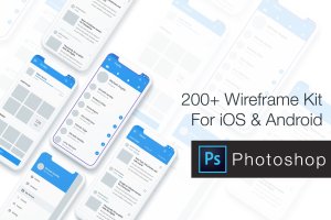 200+ iOS & Android平台应用设计线框图PSD模板 Baseframe – Wireframe UI KIT 200++ PSD Version
