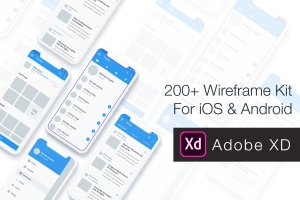 200+ iOS/Android平台应用设计线框图XD模板 Baseframe – Wireframe UI KIT 200++ XD Version