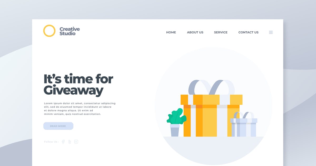 促销赠品概念插画网站着陆页模板 Giveaway – Landing Page