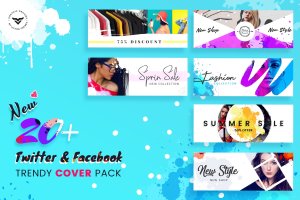 20+Facebook和Twitter社交媒体封面图设计模板 Facebook & Twitter Cover Social Media Templates