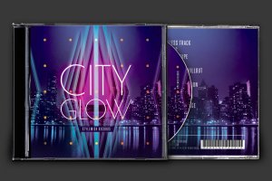 城市夜光音乐CD封面设计模板 City Glow CD Cover Artwork