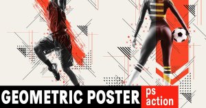 几何线条特效体育运动海报设计PS动作