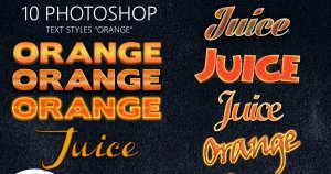 10种橙色效果Logo&文字特效PS图层样式 10 Orange Photoshop Styles