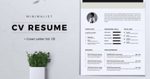 现代极简主义风格设计师简历模板v5 Modern Minimalist CV Resume Vol. 05