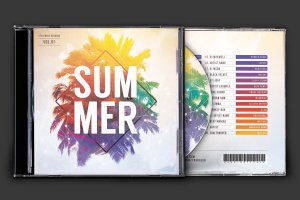 夏日色彩音乐CD封面设计模板 Summer CD Cover Artwork