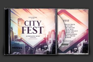 城市假日音乐CD封面设计模板 City Fest CD Cover Artwork