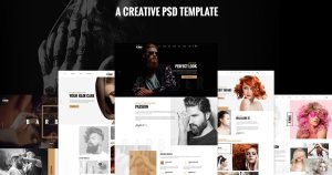 美发沙龙美容品牌网站PSD模板 Barber – A Creative PSD Template