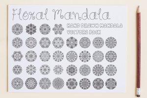 手工绘制曼陀罗花卉矢量图案素材v1 Floral Mandala Vector Pack