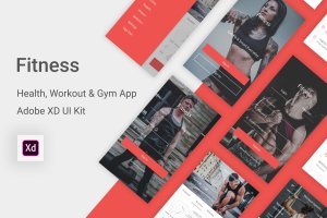 健身俱乐部/健身运动APP应用UI设计套件XD模板 Fitness – Health, Workout & Gym UI Kit in Adobe XD