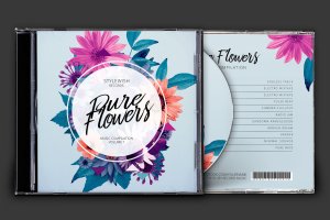 纯洁之花音乐CD封面设计模板 Pure Flowers CD Cover Artwork