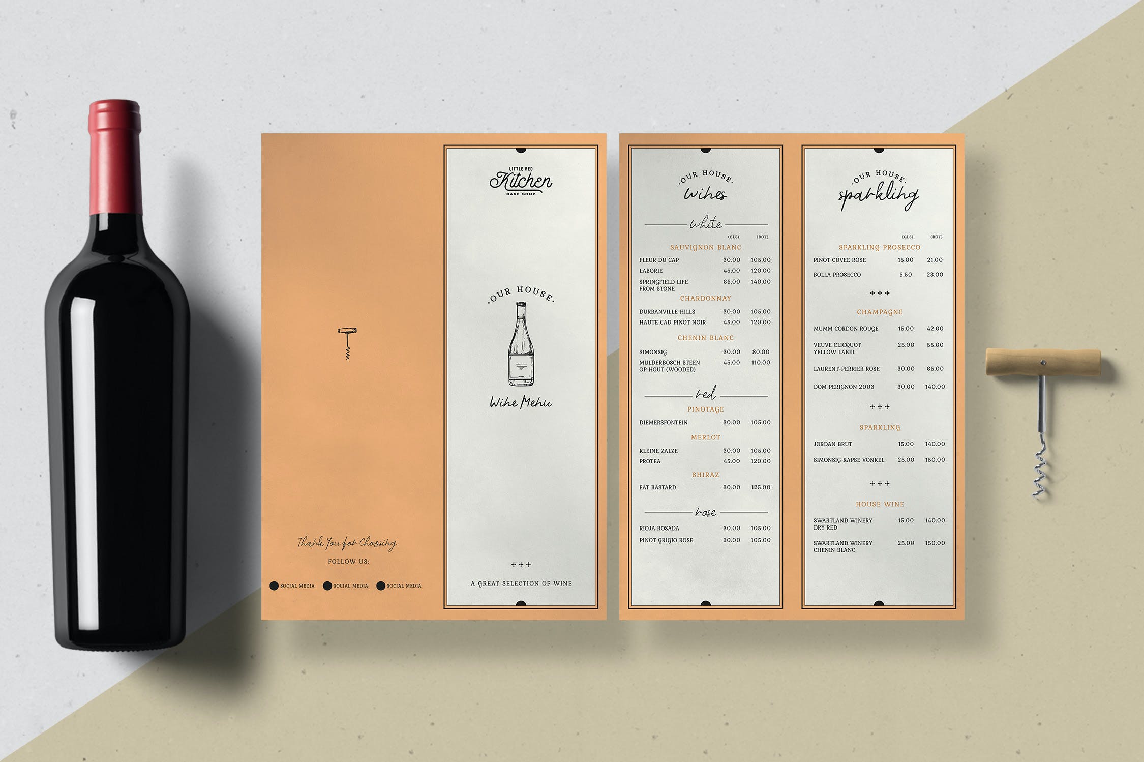 西餐厅酒类菜单排版设计模板elegantwinemenu