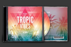 热带风情音乐CD封面设计模板 Tropic Vibes CD Cover Artwork