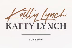 Katty Lynch笔刷艺术字体＆衬线字体合集 Katty Lynch Brush Font – Free Serif