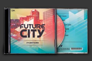 未来之城音乐CD封面设计模板 Future City CD Cover Artwork