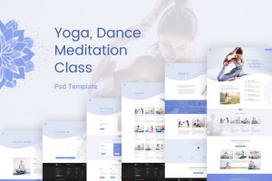 冥想瑜伽班＆舞蹈班网站课程简介页面PSD模板 Yoga Class – Meditation & Dance Class Psd Template