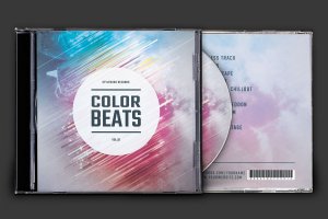 彩色节拍音乐CD封面设计模板 Color Beats CD Cover Artwork
