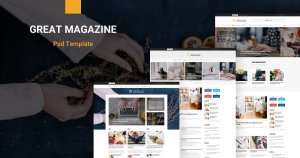 杂志主题网站设计PSD模板素材 Great Magazine – Magazine Psd Template