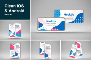 iOS&Android概念手机样机模板 Clean IOS & Android MockUp