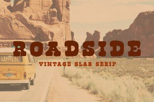 美丽而怀旧的复古衬线字体 Roadside Vintage Slab Serif