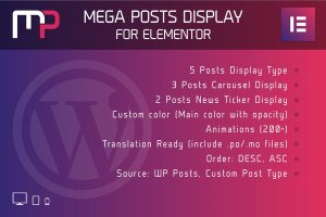 WordPress文章多样式布局插件[兼容Elementor] Mega Posts Display for Elementor WordPress Plugin