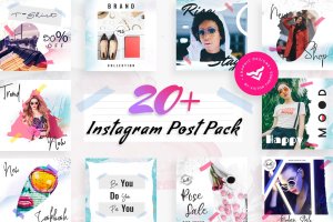 20+Instagram社交网站文章时尚风格贴图设计模板 Modern Instagram Post Templates