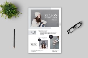 性冷淡风时尚服装店铺传单设计模板v1 Fashion Flyer – Vol. 1