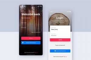 APP应用用户登录界面表单设计模板 Sign In – Sign Up Mobile Interface Template