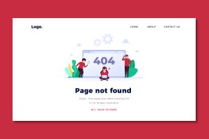 创意404报错页面设计矢量插画 Error 404 – Web Header