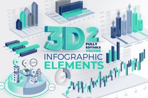 3D商务合作企业品牌宣传信息图表设计素材2 3D Corporate Infographic Elements 2