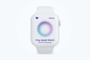 Apple Watch 4智能手表屏幕前视图样机模板 Clay Apple Watch Series 4 (44mm) Mockup, Front View