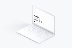 MacBook超极本屏幕演示右视图样机 Clay MacBook Mockup, Isometric Right View