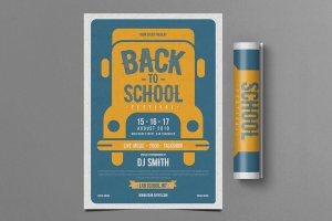 国际双语幼儿园/小学开学宣传单设计模板 Back To School Flyer
