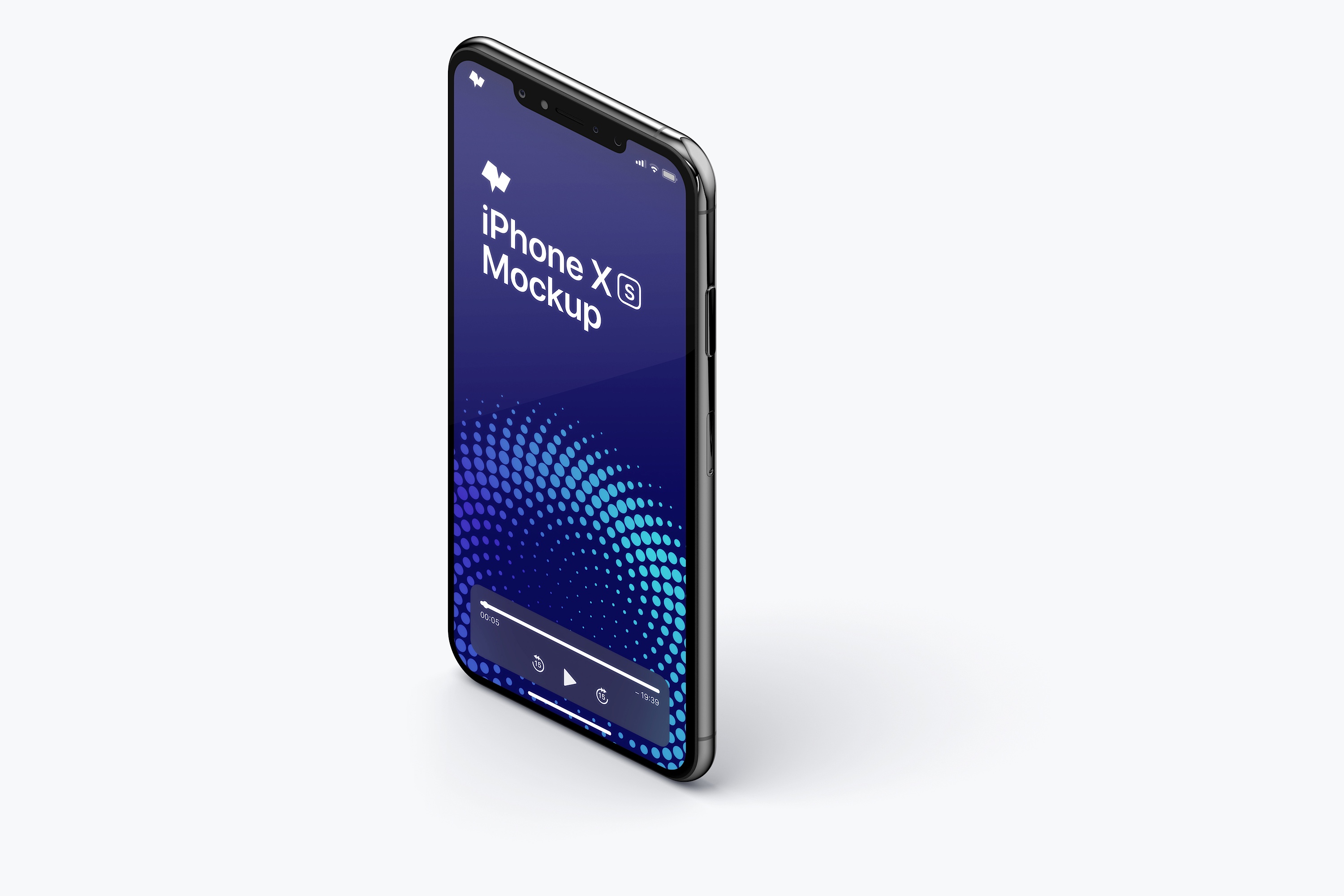 iPhone XS Max手机APP应用UI设计样机左视图样机02 iPhone XS Max Mockup, Isometric Left View 02