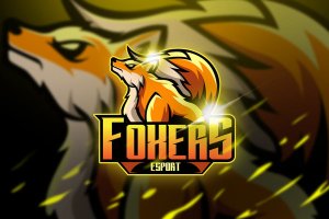 狐狸电子竞技吉祥物队徽Logo标志设计模板 Foxer – Mascot & Logo Esport