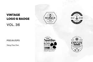 欧美复古设计风格品牌商标/Logo/徽章设计模板v36 Vintage Logo & Badge Vol. 36