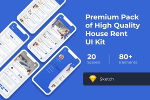 房屋租赁租房APP应用UI套件[for Sketch] House Rent Mobile UI KIT for Sketch
