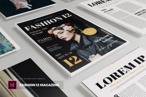 12页模特时尚杂志排版设计模板 Fashion 12 | Magazine Template