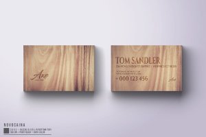 仿真实木木纹质感品牌名片模板 Axe Business Card Design