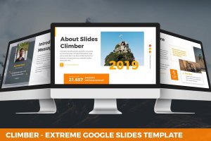 极限运动场地服务企业介绍Google幻灯片模板 Climber – Extreme Google Slides Template
