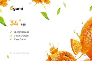 水果生鲜有机食品网上商城平台设计PSD模板 Ogami – Organic Store & Bakery PSD Templates