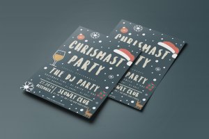 圣诞节DJ音乐派对海报传单设计模板02 Christmas Party Flyer 02