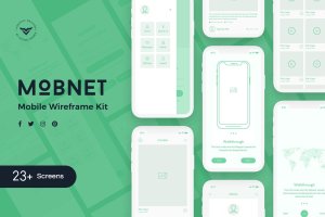 标准APP设计规范线框图设计套件 Mobnet Mobile Wireframe Kit