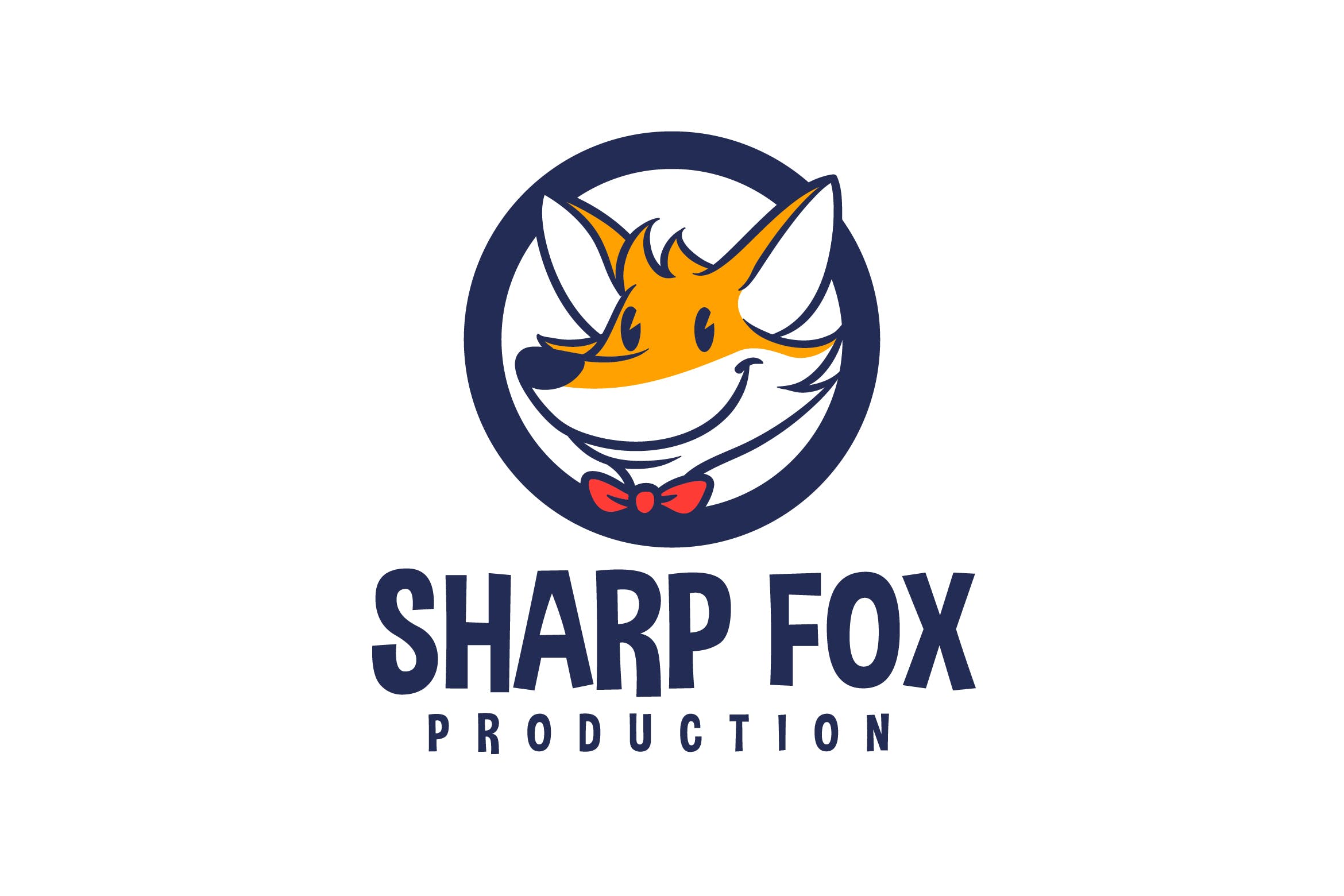 卡通狐狸吉祥物logo标志设计模板cartoonfoxemblemmascotlogo