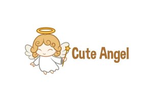 可爱小天使形象吉祥物Logo标志设计模板 Cute Little Angel Character Mascot Logo